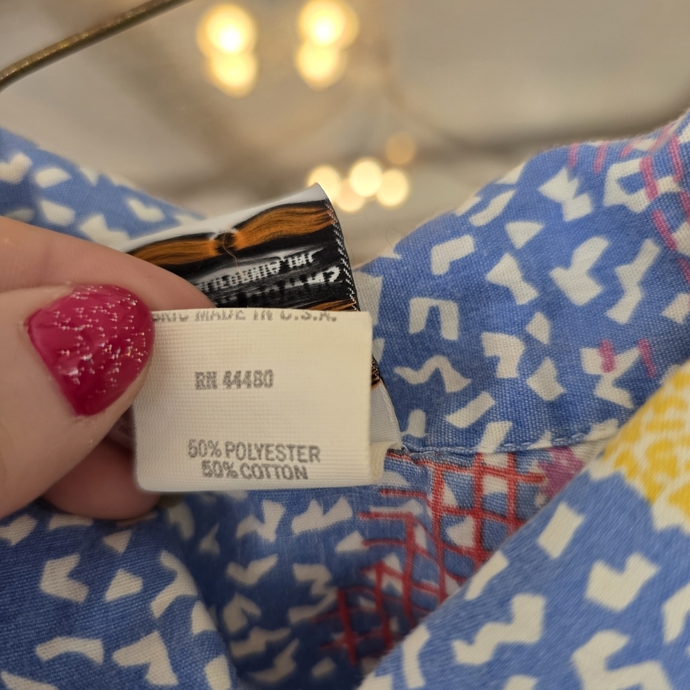 Vintage Vtg Topson Downs Geometric Print Button-Up Shirt Sz Small - Picture 4 of 5